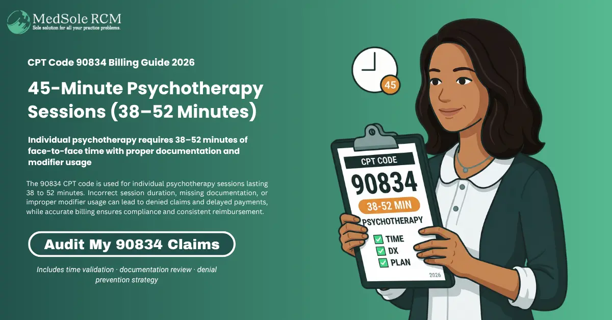 CPT Code 90834: Complete Billing Guide for 45-Minute Psychotherapy Sessions