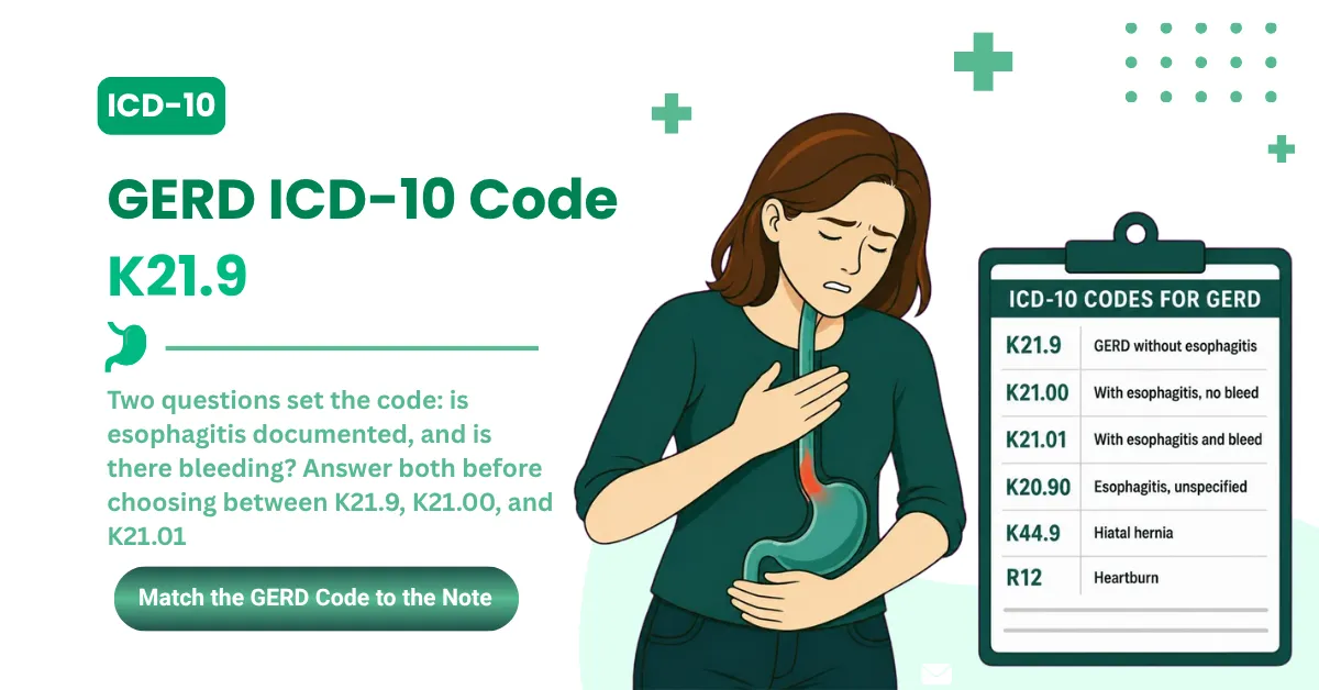 GERD ICD-10 Code: K21.9 vs K21.00 vs K21.01 and How to Bill Each One in 2026