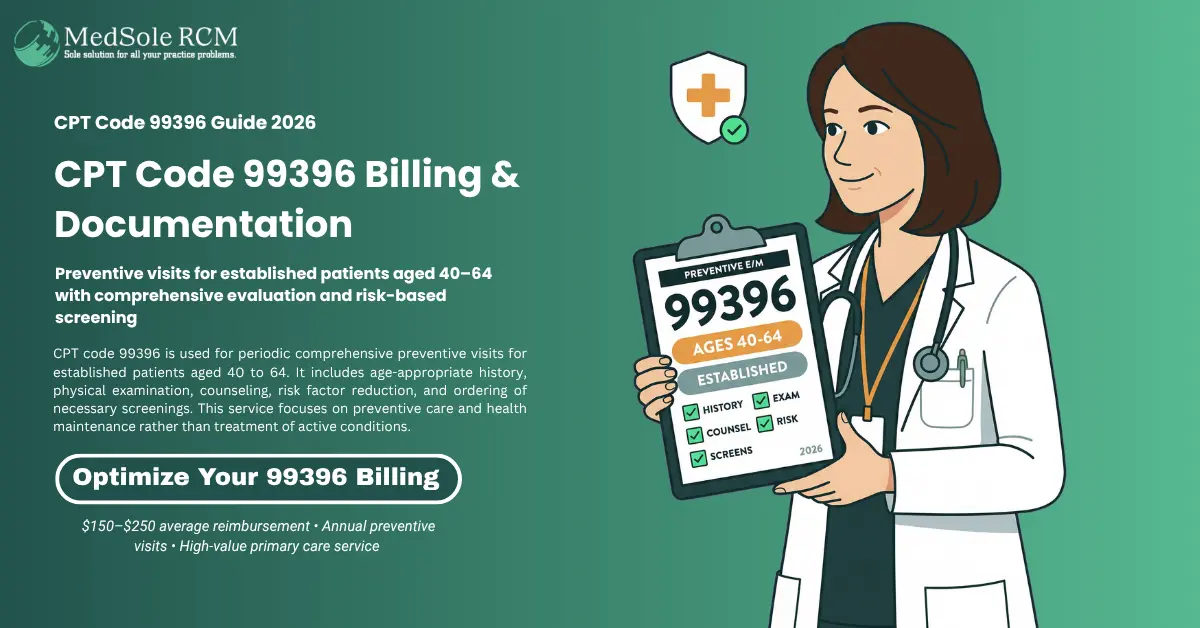 CPT Code 99396: The Complete 2026 Billing Guide for Preventive Visits (Ages 40-64)