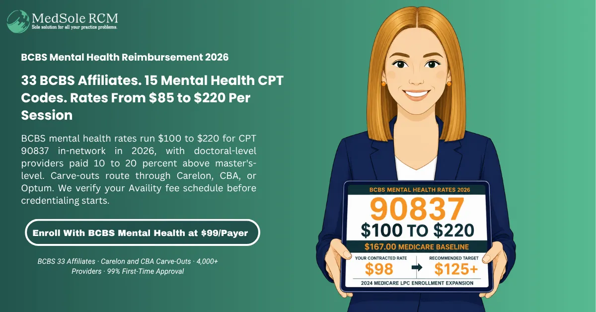 Blue Cross Blue Shield Mental Health Reimbursement Rates [2026]: Complete Provider Guide