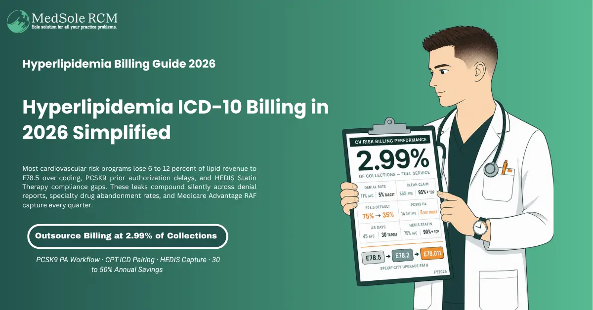 Hyperlipidemia ICD-10 billing in 2026: cardiovascular risk program revenue, specialty drug PA, and denial prevention