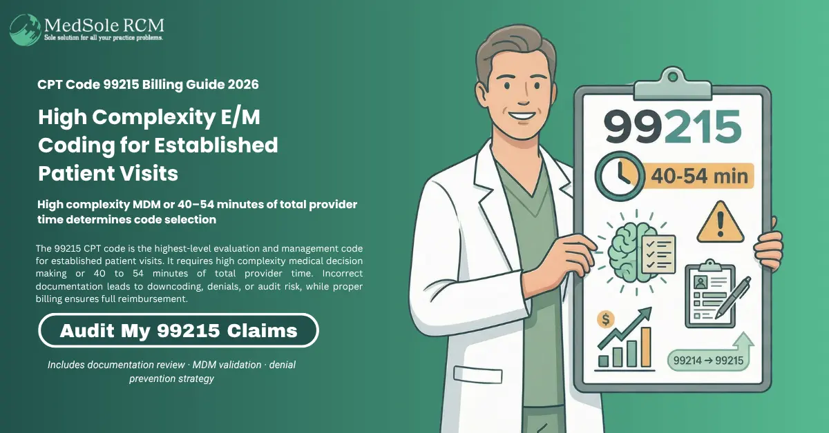 CPT Code 99215: Complete Guide to Time, MDM, Reimbursement & Documentation [2026 Updated]
